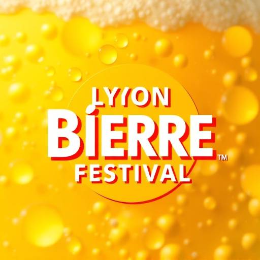 Image d'animation montrant le logo de 'Lyon Bière Festival' animé en 3D avec des bulles de bière pétillantes