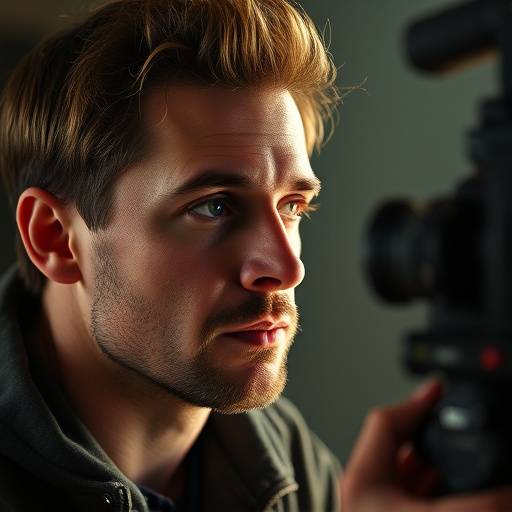 Portrait de Marc Leclerc, directeur de la photographie, manipulant une caméra sur un plateau